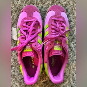 Adidas Women's Vibrant Pink and Neon Green Sneakers